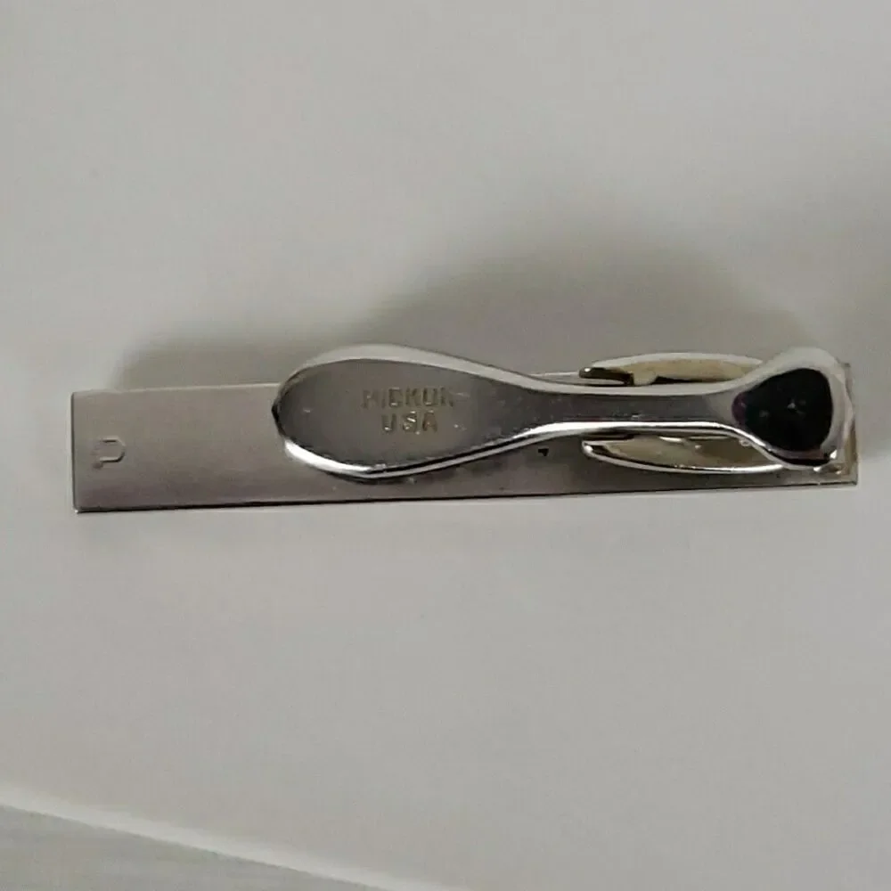 Vintage Hickok Cufflinks Tie Clips Monogram H Silver Tone Mens Formal MCM Marked